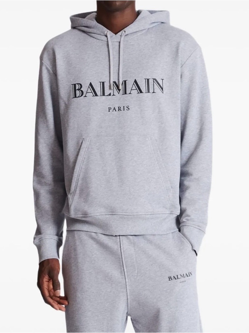 Balmain Paris Men's Grey Logo Hoodie Size 2XL